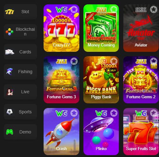 Main screen of LuckyPKR777 game page for PK players - 4